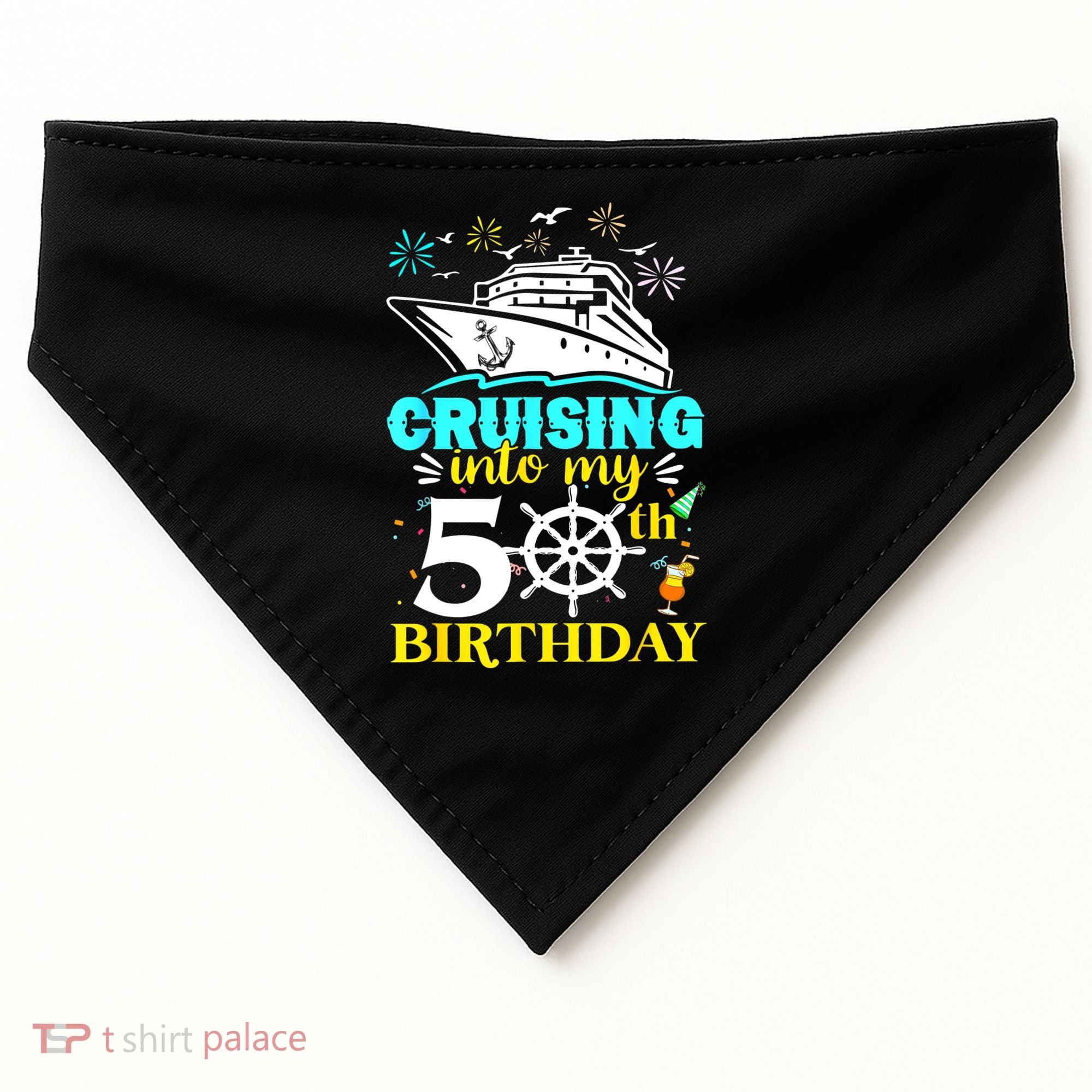 Cruising Into My 50th Birthday 50 Year Old Cruise Birthday USA-Made Doggie Bandana