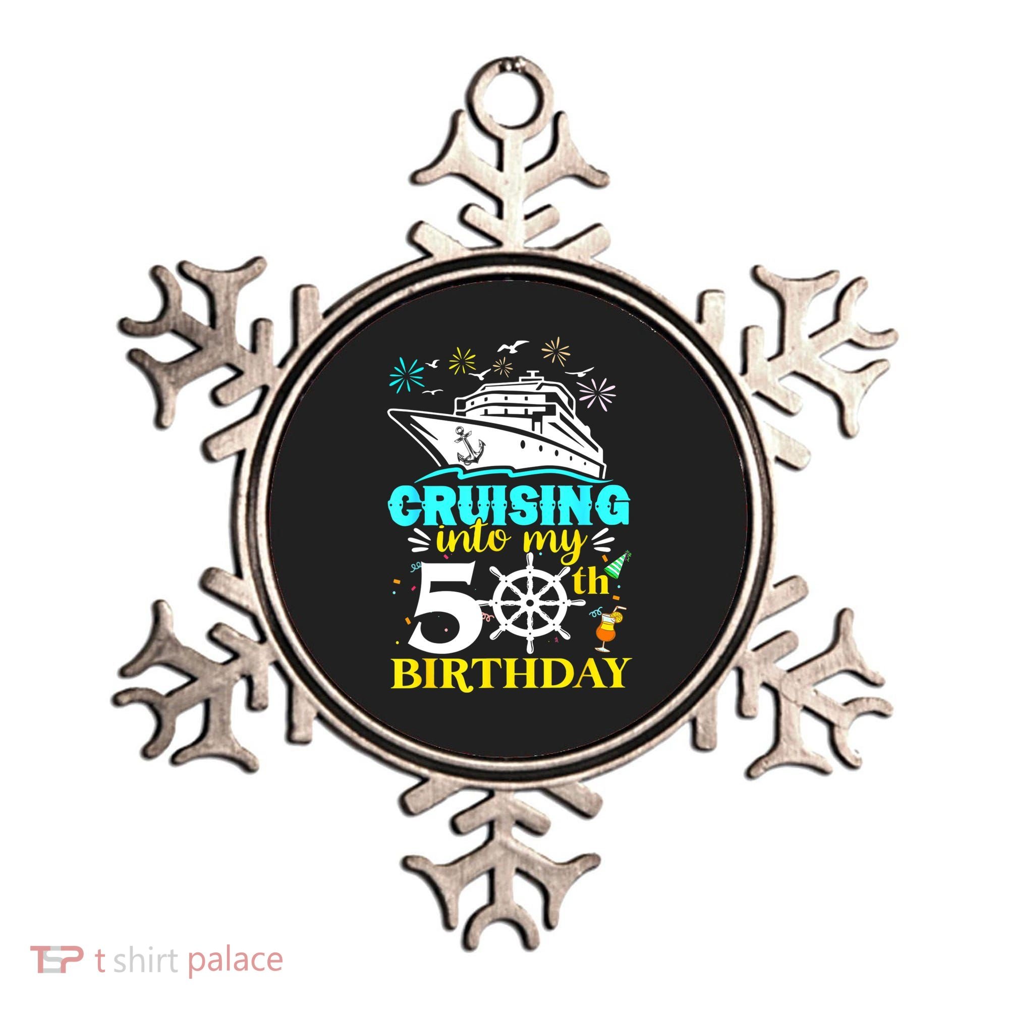 Cruising Into My 50th Birthday 50 Year Old Cruise Birthday Ornament