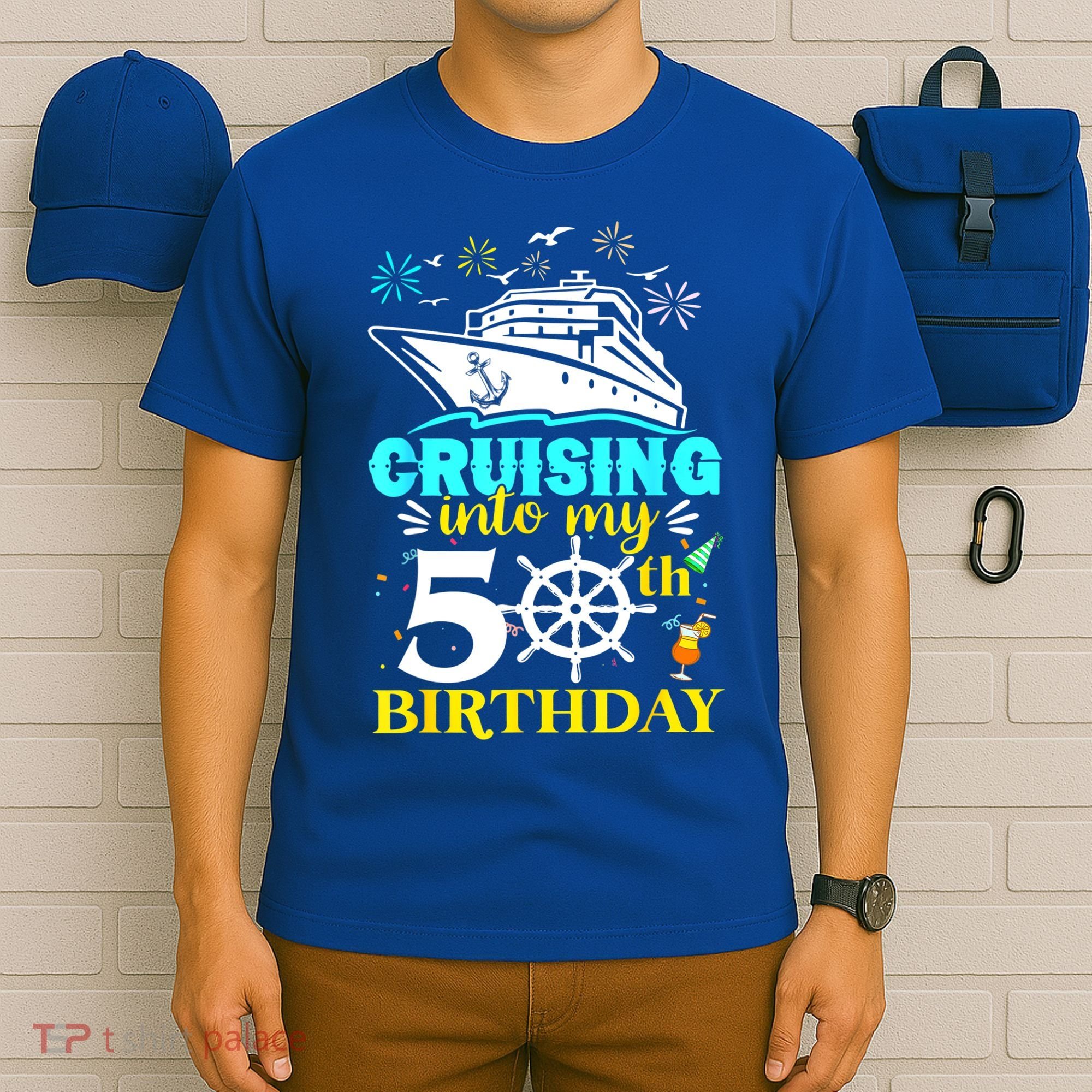 Cruising Into My 50th Birthday 50 Year Old Cruise Birthday T-Shirt