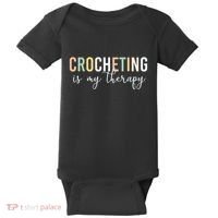 Crocheting Is My Therapy Baby Bodysuit thumb 0