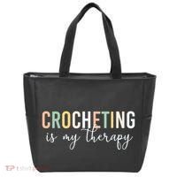 Crocheting Is My Therapy Tote Bag thumb 0
