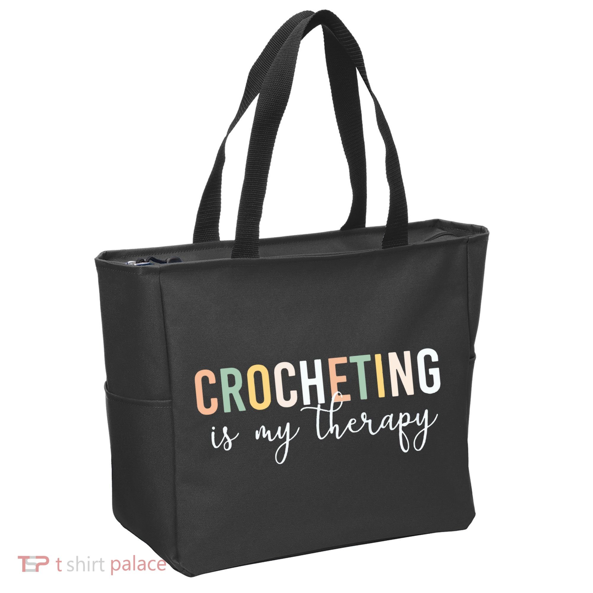 Crocheting Is My Therapy Tote Bag