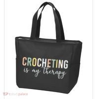 Crocheting Is My Therapy Tote Bag thumb 3