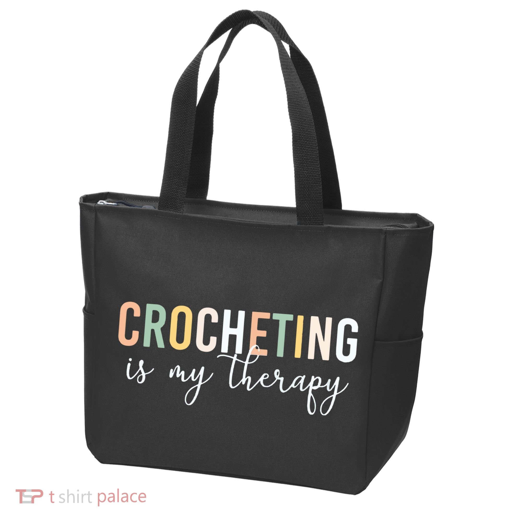 Crocheting Is My Therapy Tote Bag