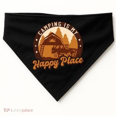 Camping Is My Happy Place Retro USA-Made Doggie Bandana
