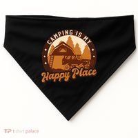 Camping Is My Happy Place Retro USA-Made Doggie Bandana thumb 0