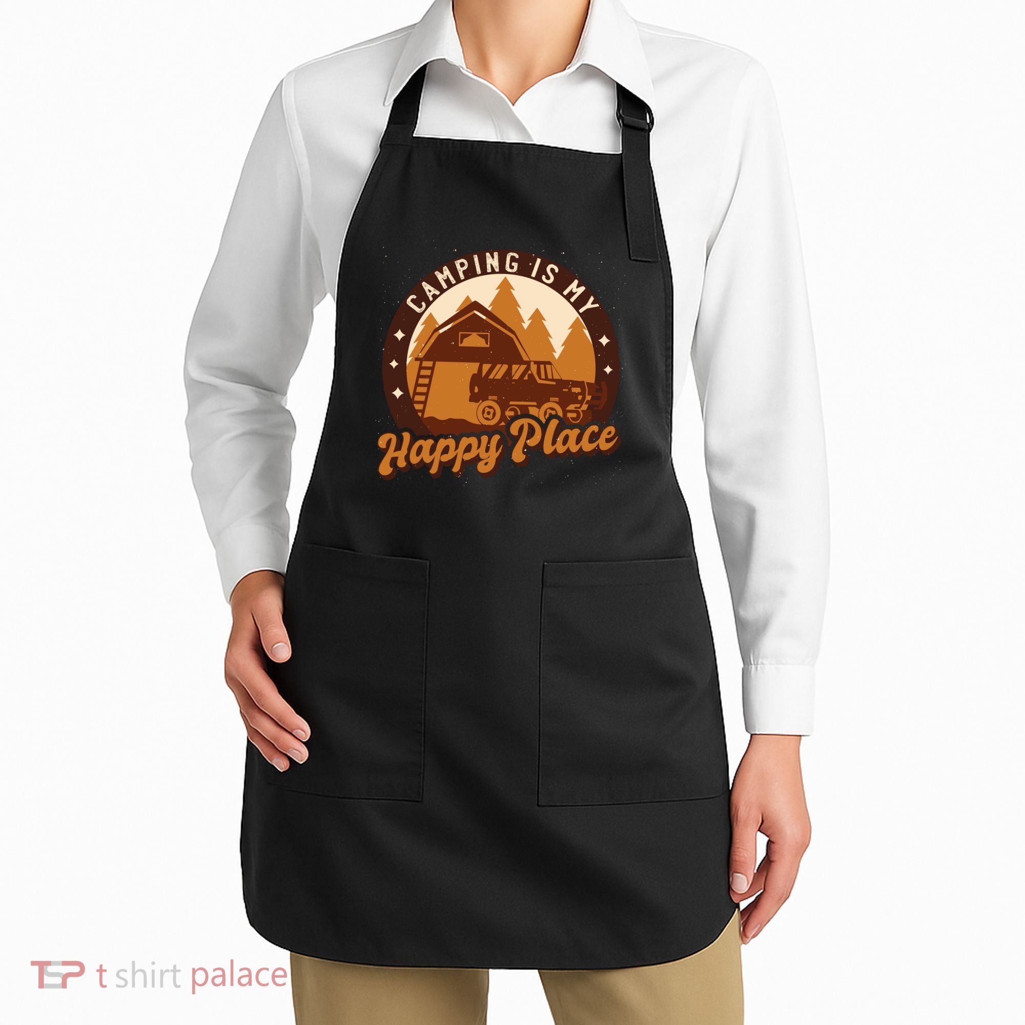 Camping Is My Happy Place Retro Apron