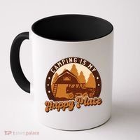 Camping Is My Happy Place Retro Coffee Mug thumb 0