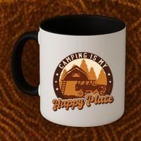 Camping Is My Happy Place Retro Coffee Mug thumb 2