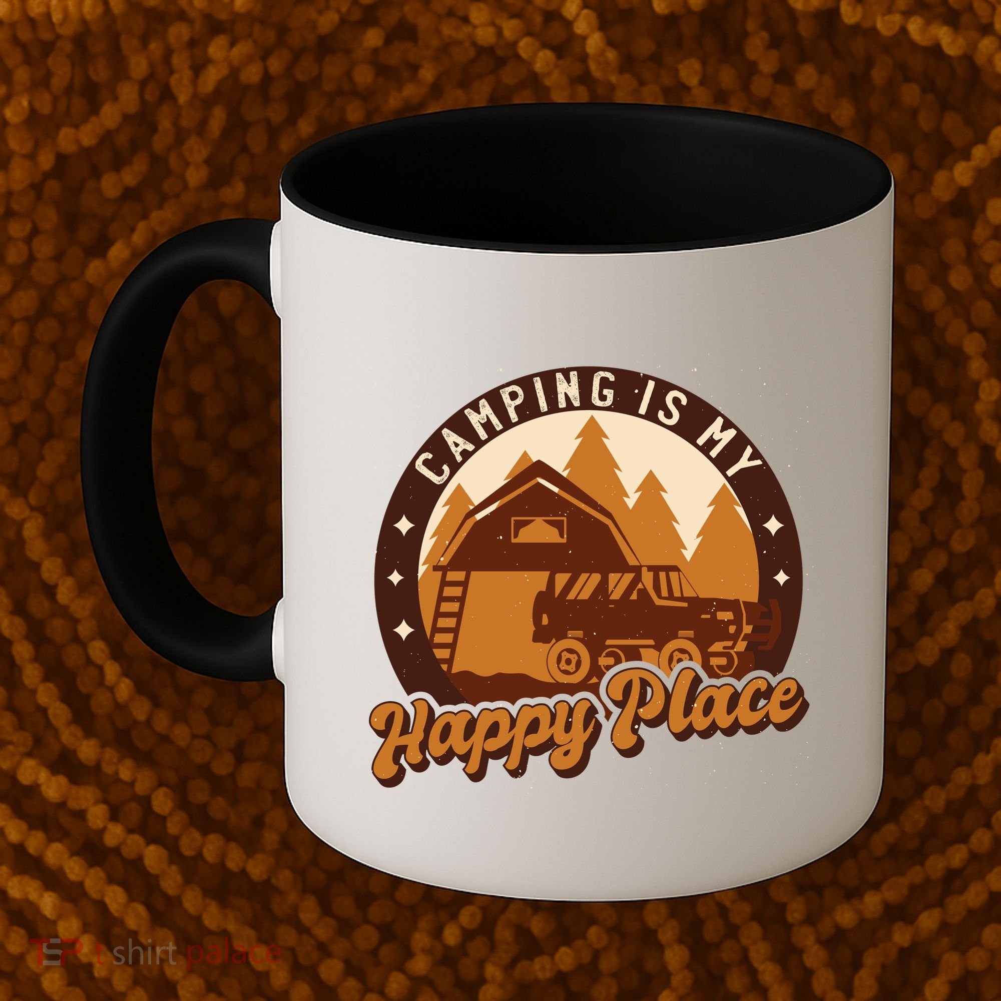 Camping Is My Happy Place Retro Coffee Mug