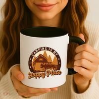 Camping Is My Happy Place Retro Coffee Mug thumb 3