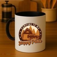 Camping Is My Happy Place Retro Coffee Mug thumb 4