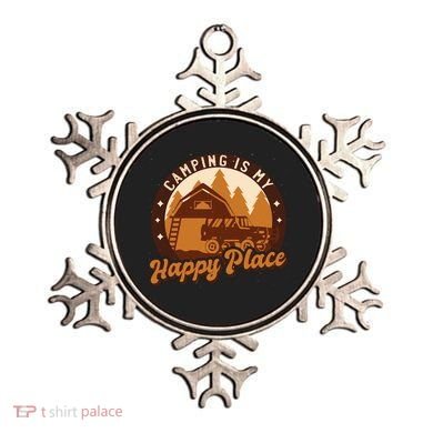 Camping Is My Happy Place Retro Ornament