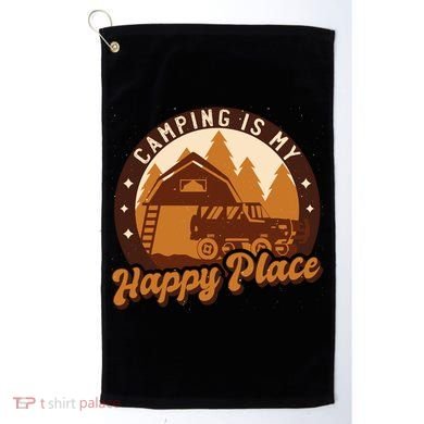 Camping Is My Happy Place Retro Golf Towel
