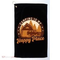 Camping Is My Happy Place Retro Golf Towel thumb 0