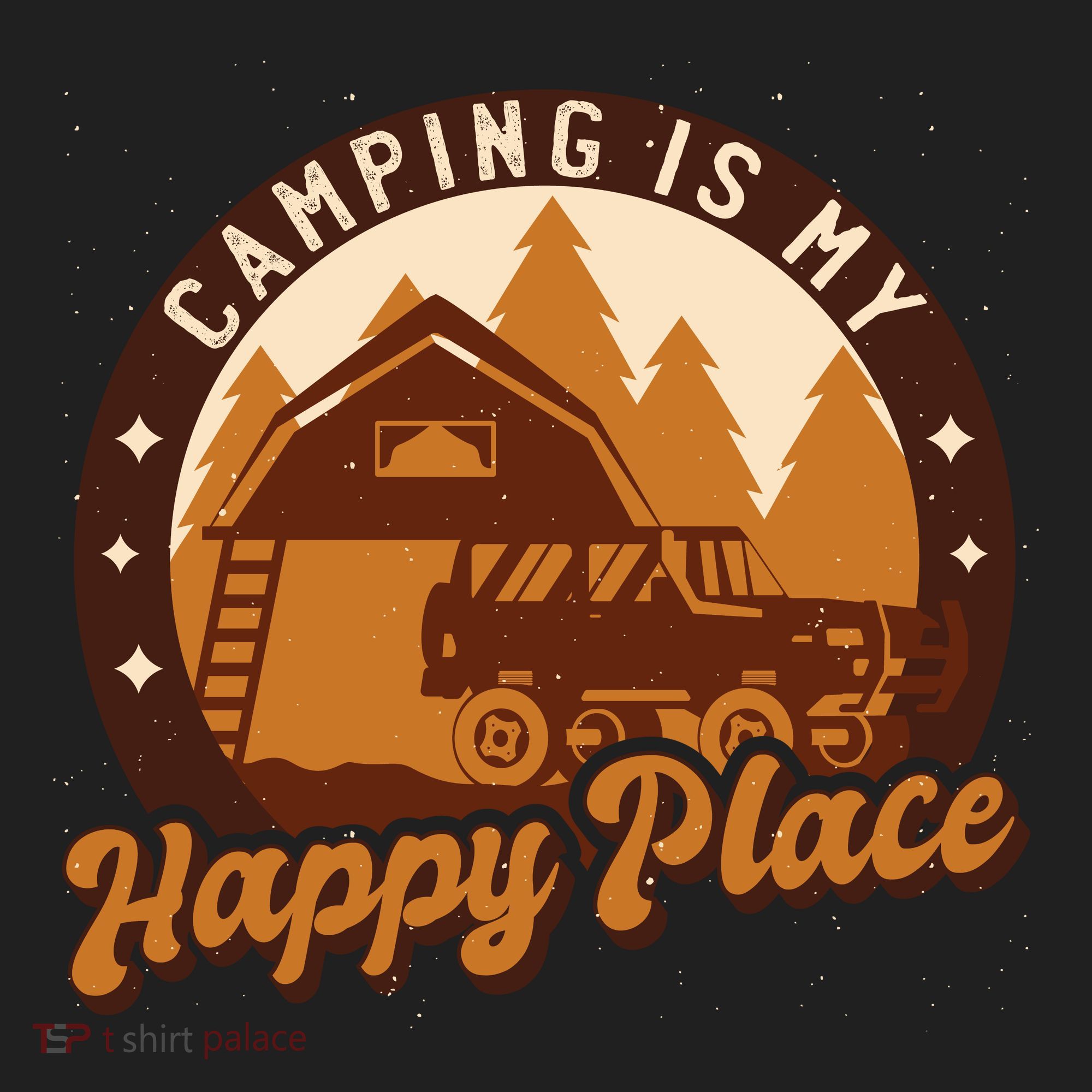 Camping Is My Happy Place Retro Golf Towel