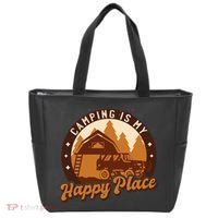 Camping Is My Happy Place Retro Tote Bag thumb 0