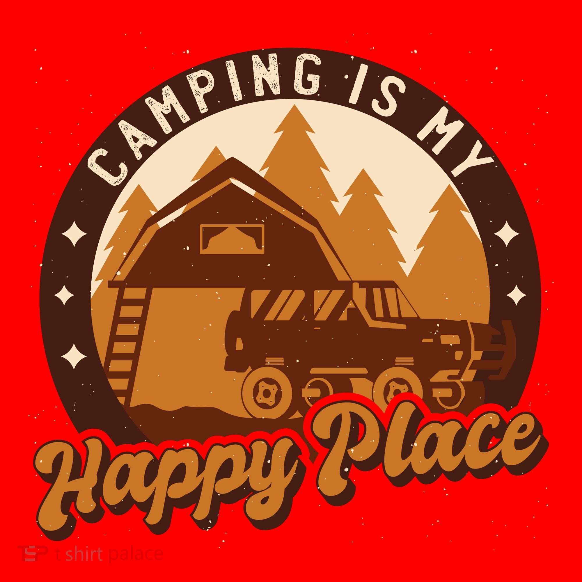Camping Is My Happy Place Retro Santa Hat
