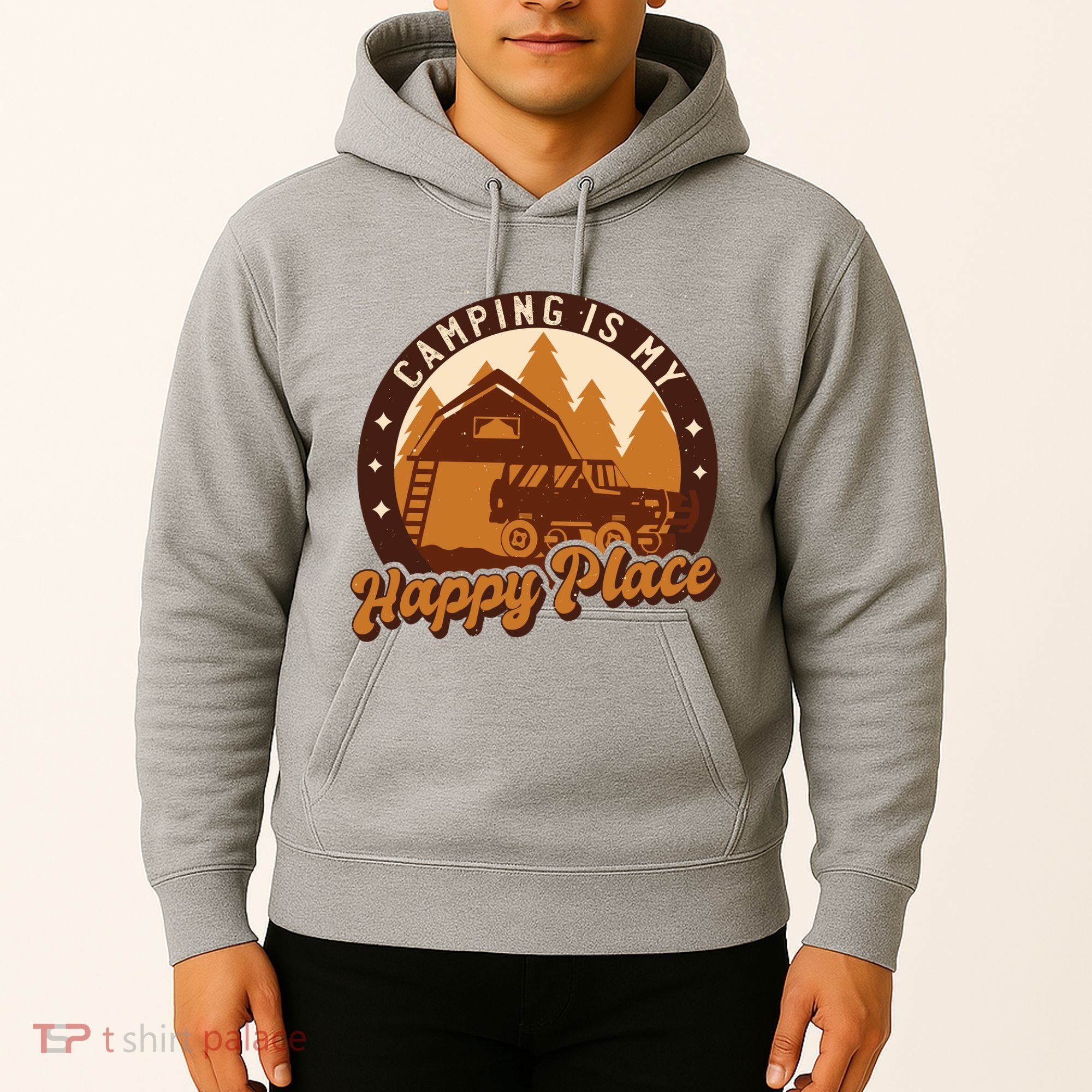 Camping Is My Happy Place Retro Hoodie