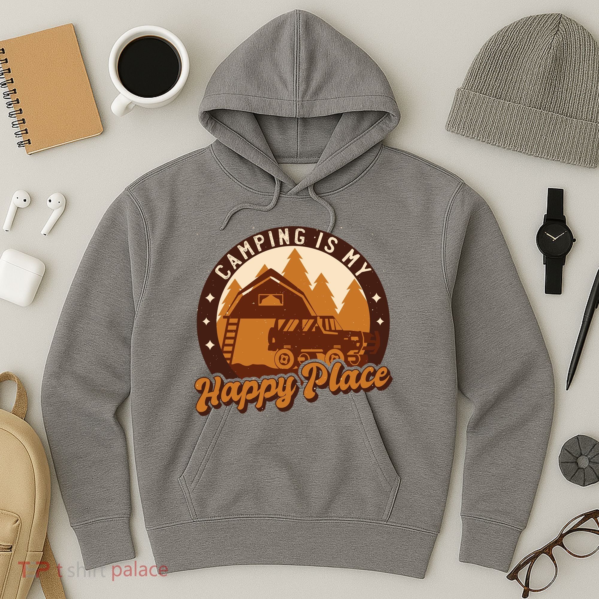 Camping Is My Happy Place Retro Hoodie