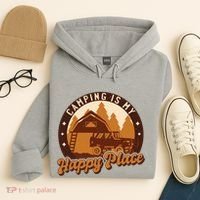 Camping Is My Happy Place Retro Hoodie thumb 4