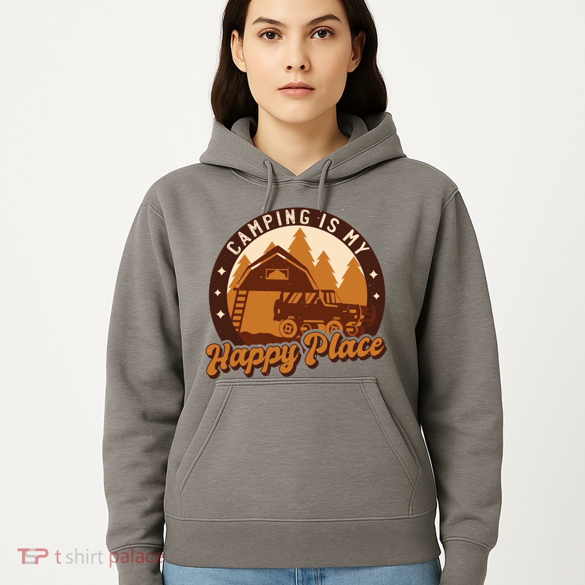 Camping Is My Happy Place Retro Hoodie