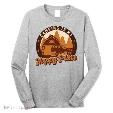 Camping Is My Happy Place Retro Long Sleeve Shirt