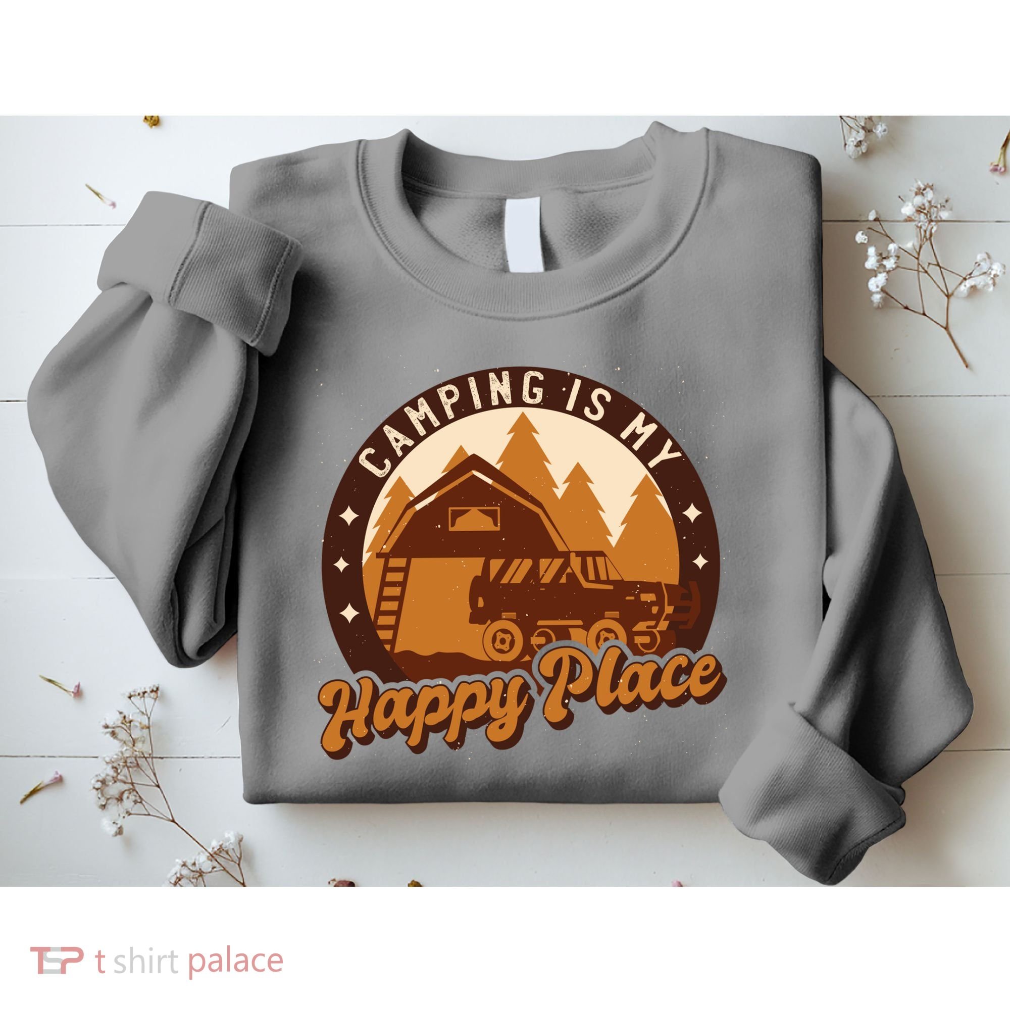 Camping Is My Happy Place Retro Sweatshirt