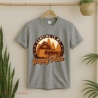 Camping Is My Happy Place Retro T-Shirt thumb 2