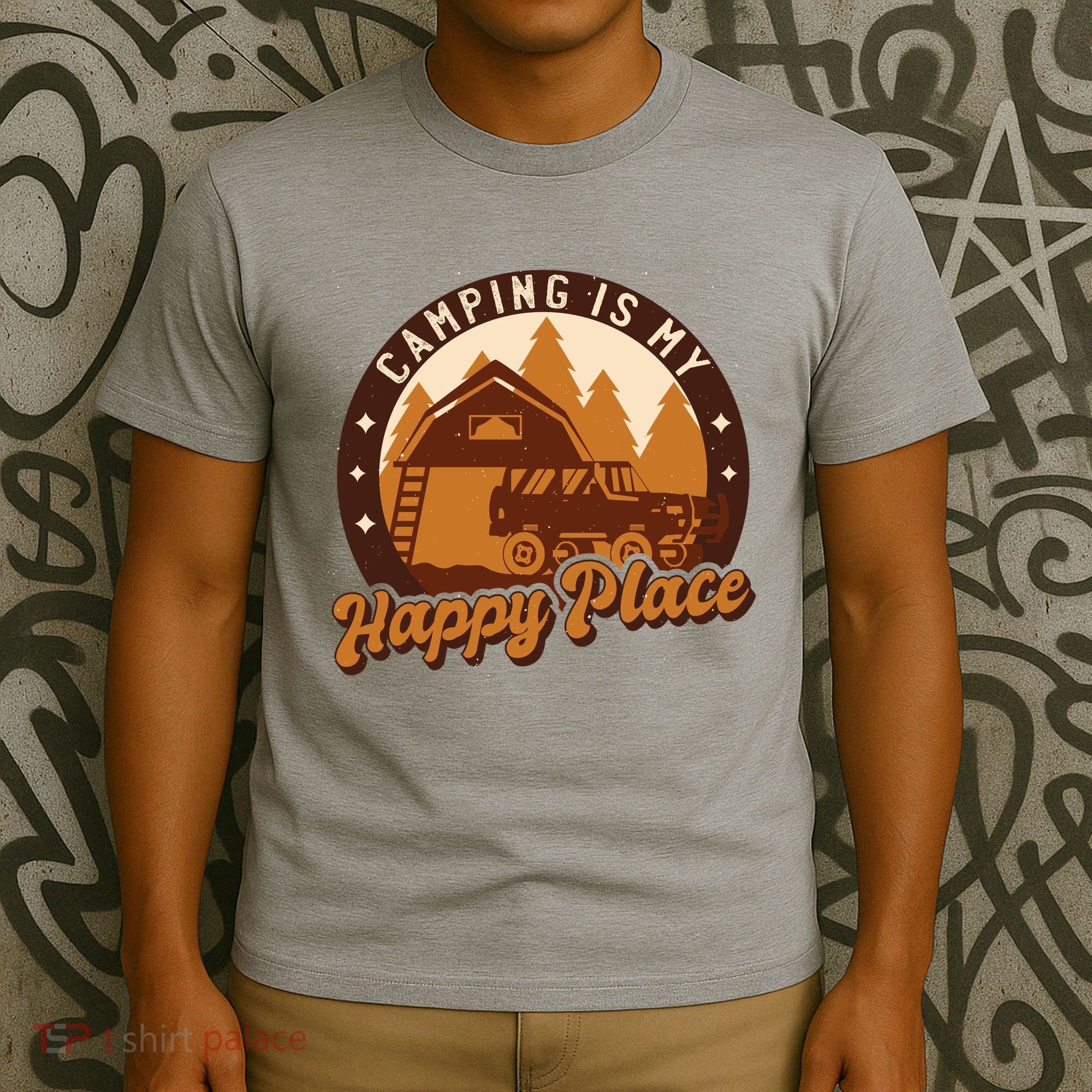 Camping Is My Happy Place Retro T-Shirt