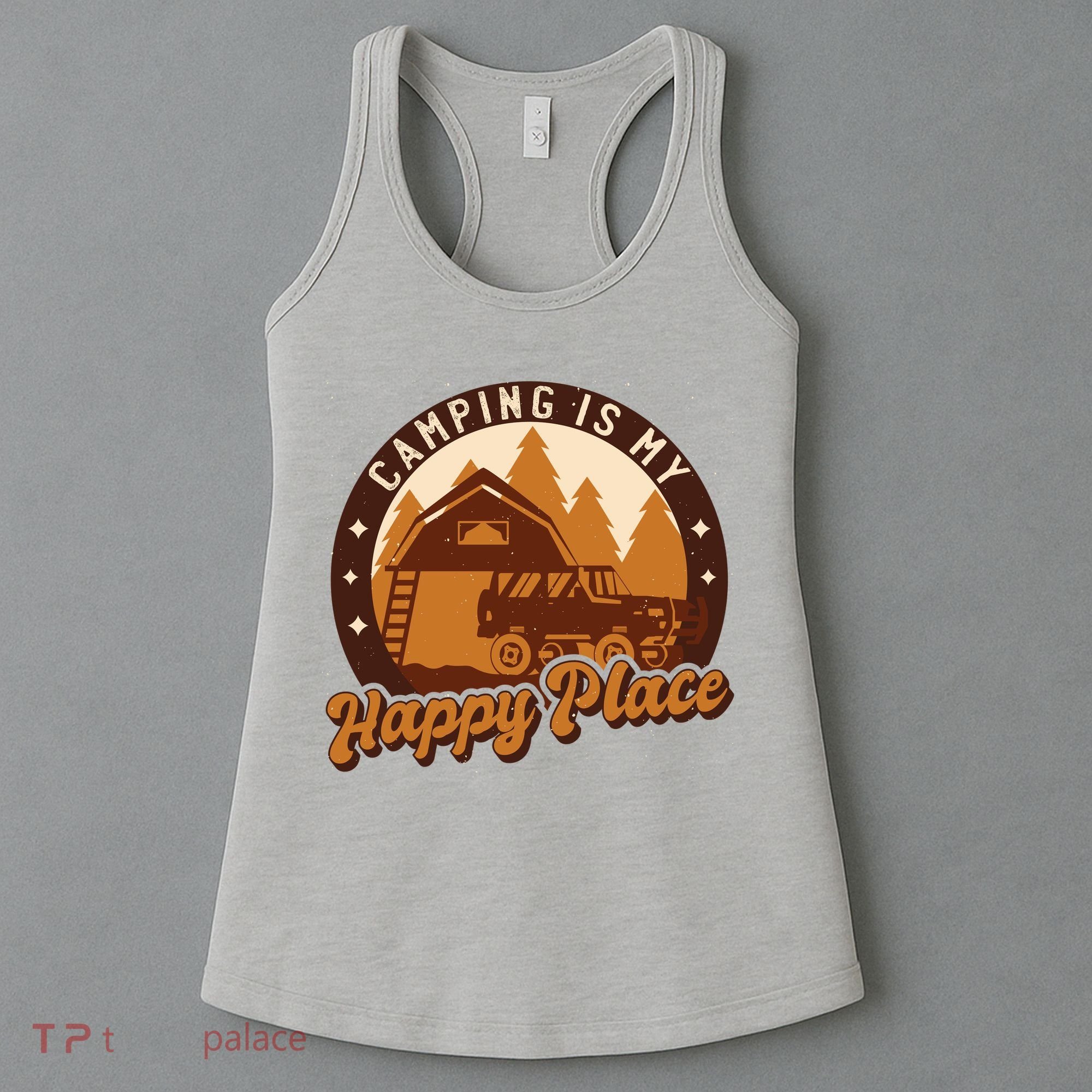 Camping Is My Happy Place Retro Women's Tank Top