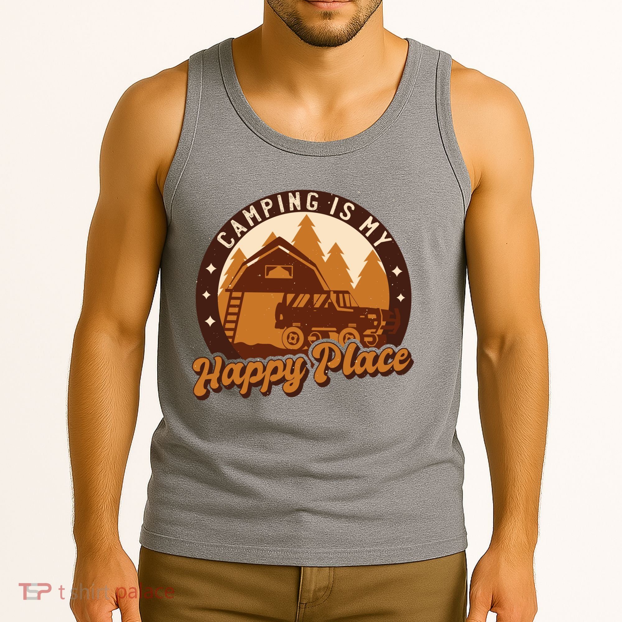 Camping Is My Happy Place Retro Tank Top