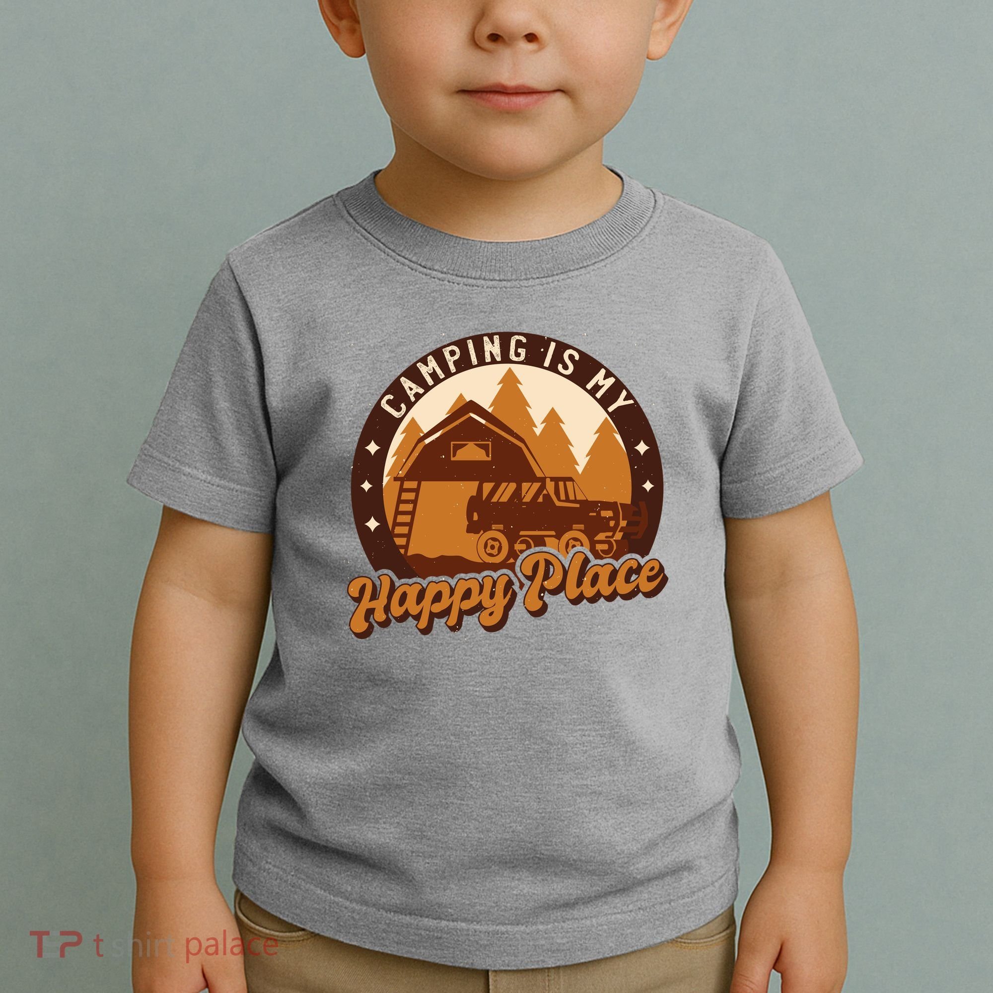 Camping Is My Happy Place Retro Toddler T-Shirt