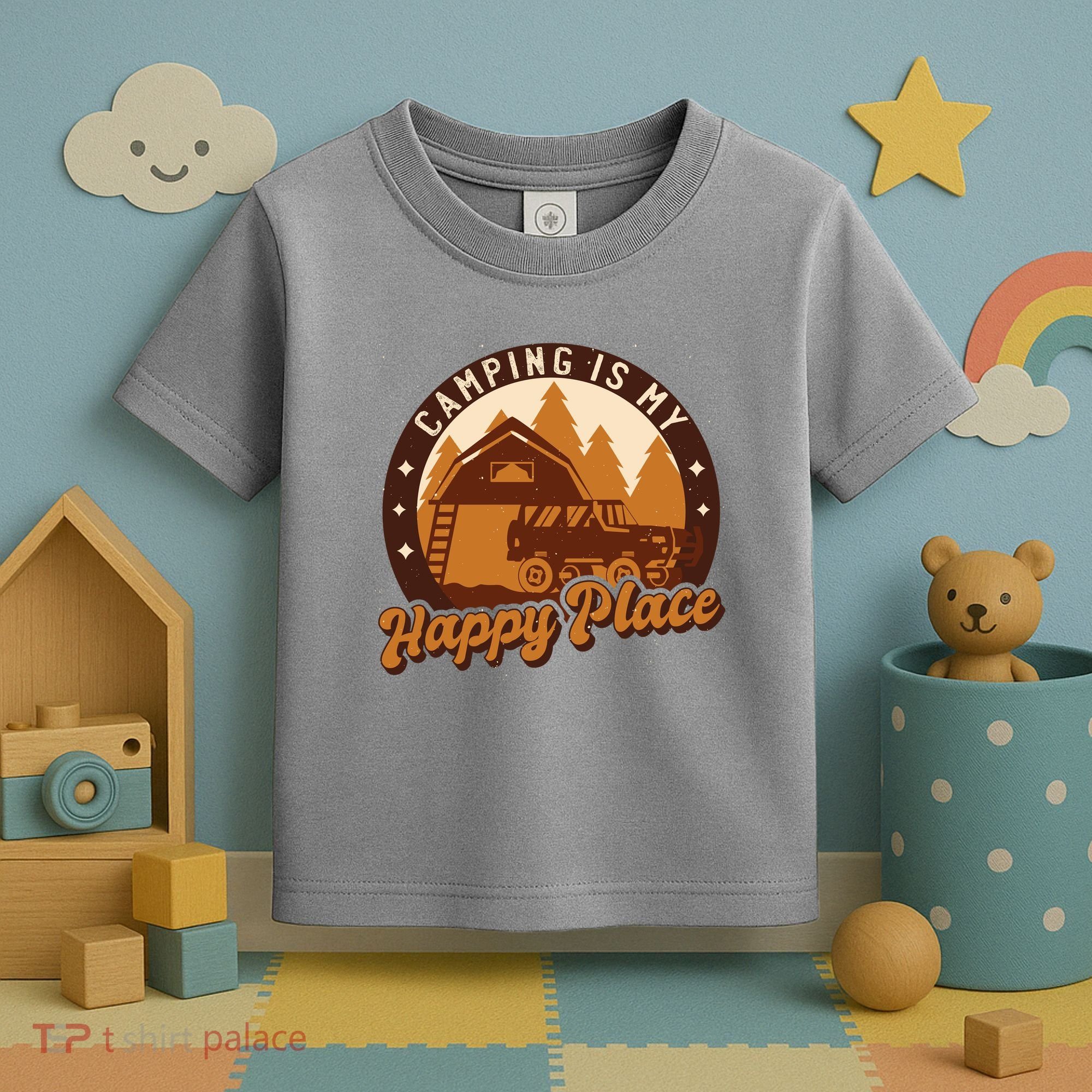 Camping Is My Happy Place Retro Toddler T-Shirt