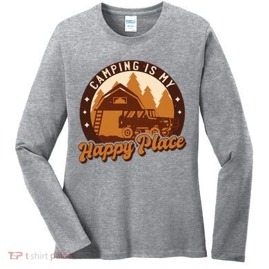 Camping Is My Happy Place Retro Women's Long Sleeve Shirt