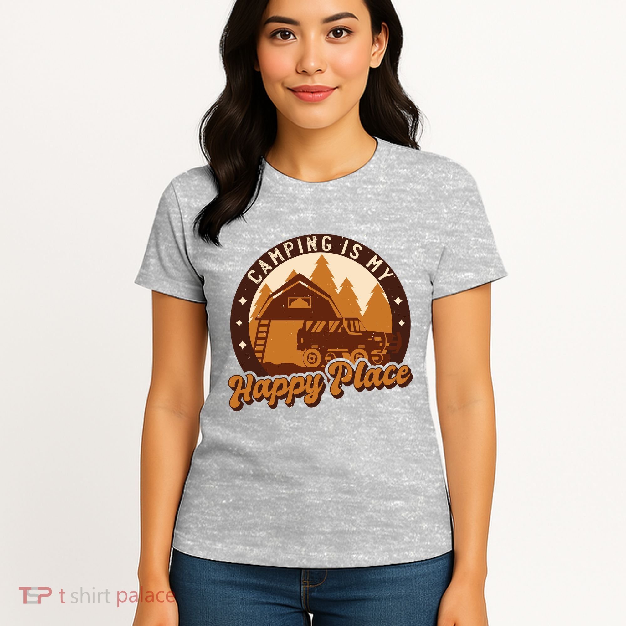 Camping Is My Happy Place Retro Women's T-Shirt