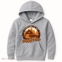 Camping Is My Happy Place Retro Kids Hoodie thumb 0