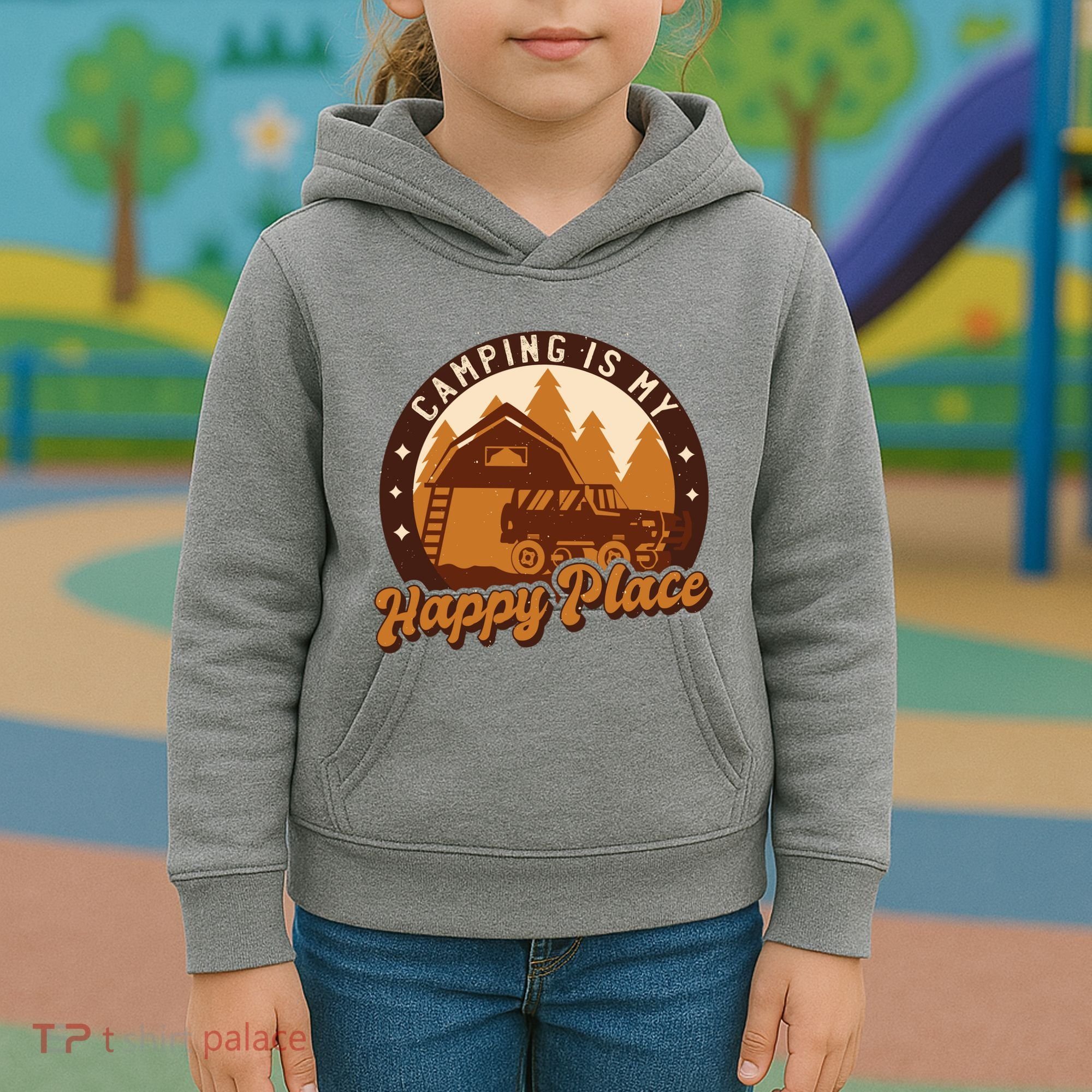 Camping Is My Happy Place Retro Kids Hoodie