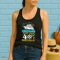 Cruising Into My 40th Birthday 40 Year Old Cruise Birthday Women's Tank Top thumb 2