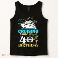 Cruising Into My 40th Birthday 40 Year Old Cruise Birthday Tank Top thumb 2