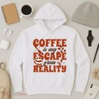 Coffee Is My Escape From Reality Caffeine Lover Hoodie thumb 3