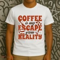 Coffee Is My Escape From Reality Caffeine Lover T-Shirt thumb 3