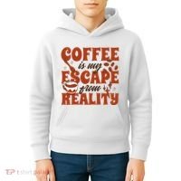 Coffee Is My Escape From Reality Caffeine Lover Kids Hoodie thumb 4