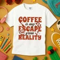 Coffee Is My Escape From Reality Caffeine Lover Kids T-Shirt thumb 3