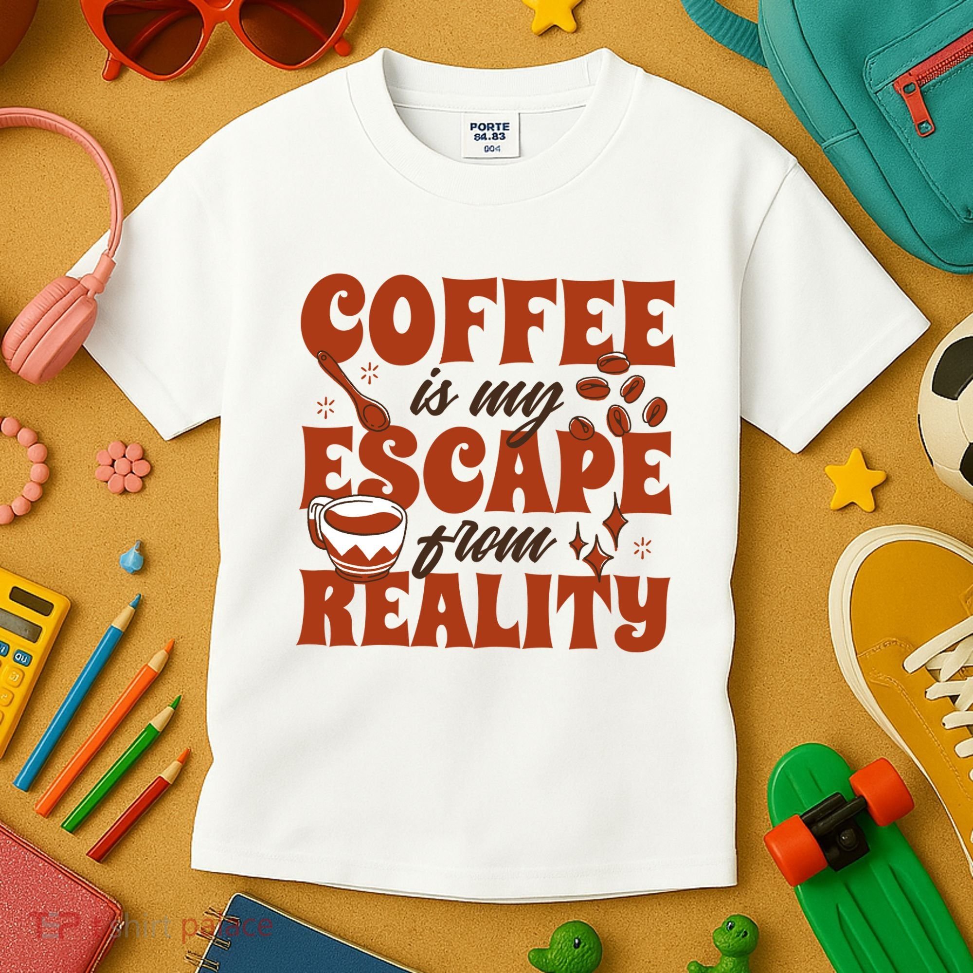 Coffee Is My Escape From Reality Caffeine Lover Kids T-Shirt
