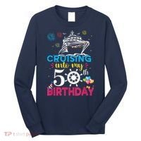 Cruising Into My 50th Birthday Cruise Party Cruise Crew Long Sleeve Shirt thumb 0