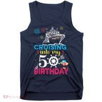 Cruising Into My 50th Birthday Cruise Party Cruise Crew Tank Top thumb 0
