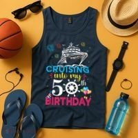 Cruising Into My 50th Birthday Cruise Party Cruise Crew Tank Top thumb 4