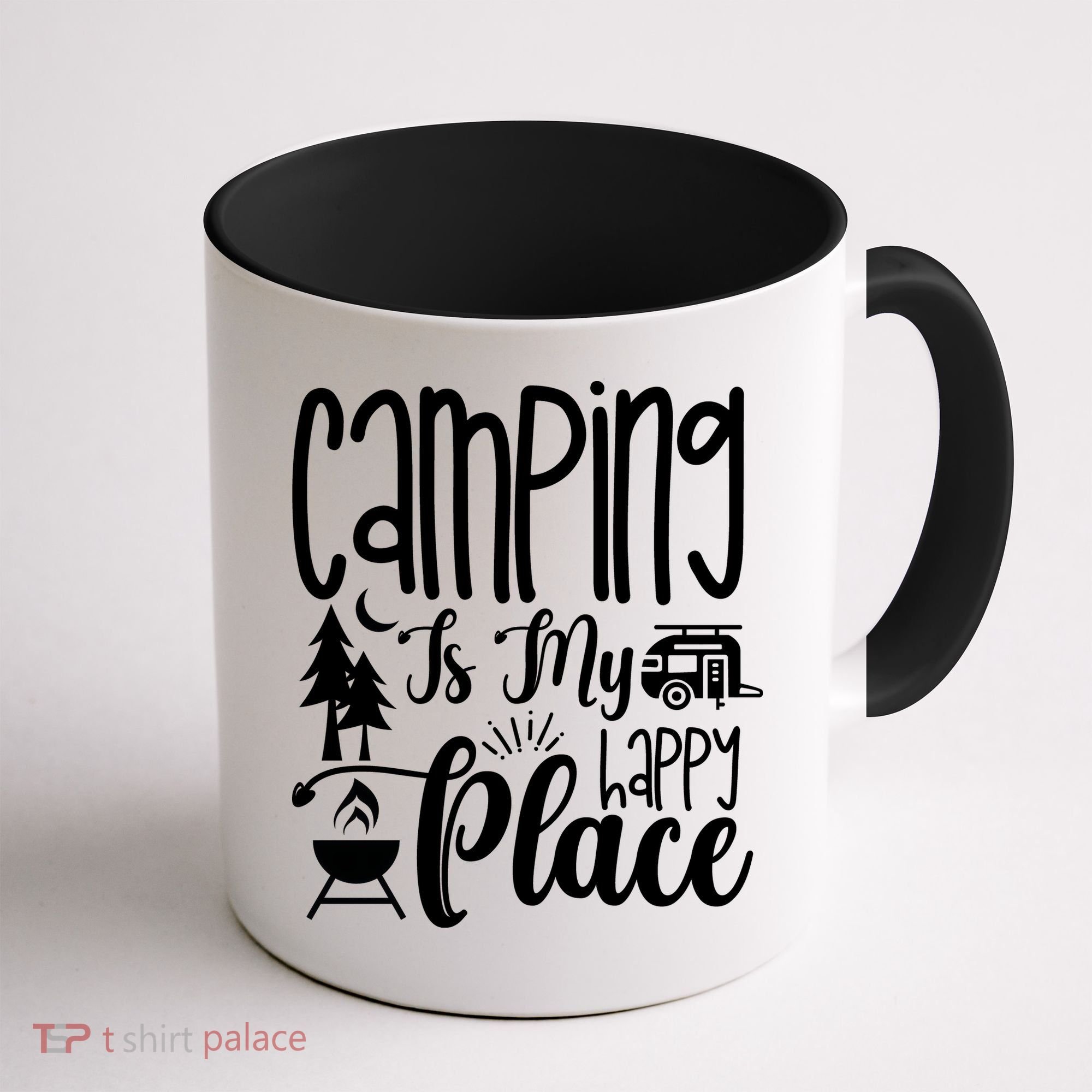 Camping Is My Happy Place Funny Camping Coffee Mug
