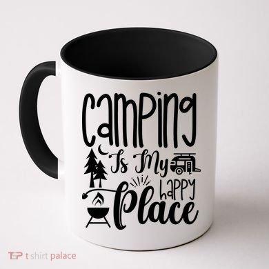 Camping Is My Happy Place Funny Camping Coffee Mug